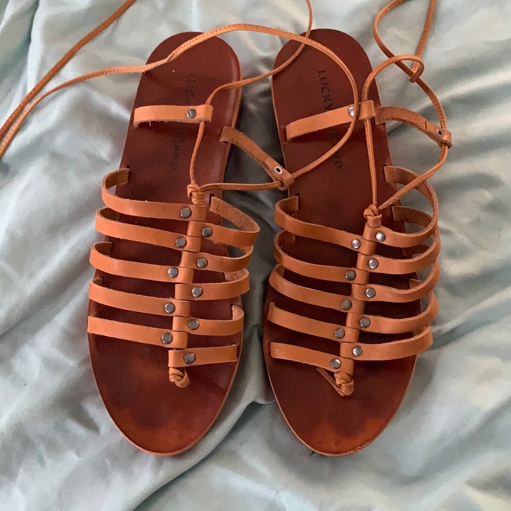 Leather Lucky Lace Up Sandals